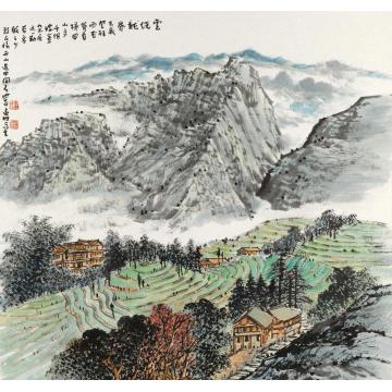 韦远柏国画山水云绕龙脊字画之家