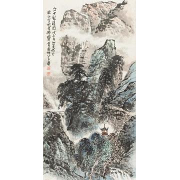 韦远柏国画山水高士观瀑图字画之家