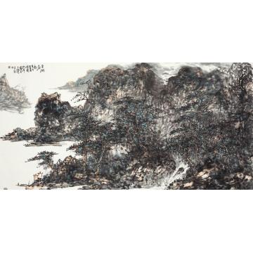 刘思东国画山水平湖春润字画之家