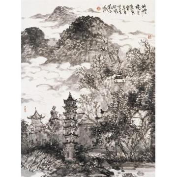刘思东国画山水林烟晓色字画之家