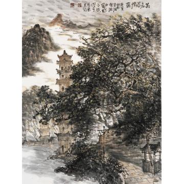 刘思东国画山水万名塔烟蔼字画之家