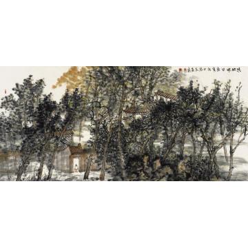 刘思东油画风景茂林映日字画之家