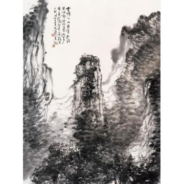 刘思东国画山水烟雨下山字画之家