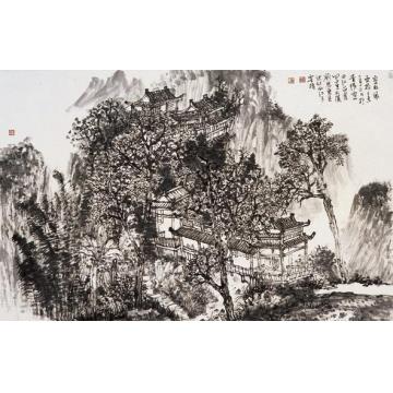 刘思东国画山水密林风雨桥字画之家