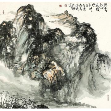 刘思东国画山水流云知心风暖吹字画之家