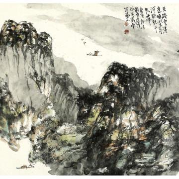 刘思东国画山水天接云涛连晓雾字画之家