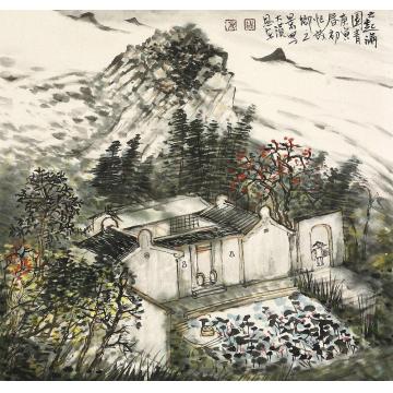 刘思东国画山水云起满园青字画之家