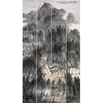 刘思东国画山水林烟晚浓字画之家