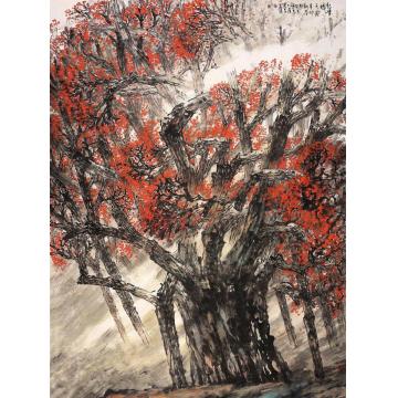 刘思东油画风景红叶醉千秋字画之家