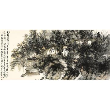 刘思东油画风景茂林园深清风爽字画之家