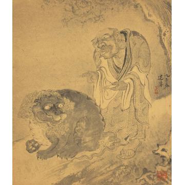 巨建伟国画人物训狮图字画之家