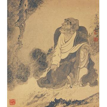 巨建伟国画人物青松禅者字画之家