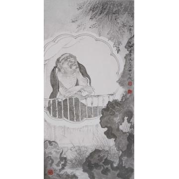 巨建伟国画人物倚窗图字画之家