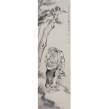 巨建伟国画人物倚松图字画之家