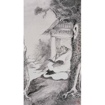 巨建伟国画人物鹤子图字画之家