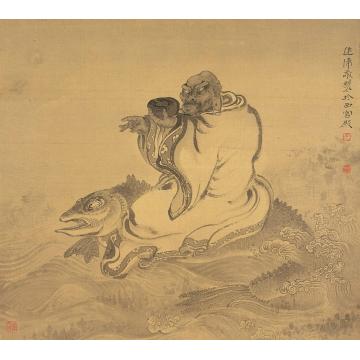巨建伟国画人物乘鲤图字画之家