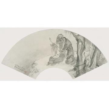 巨建伟国画人物执莲图字画之家