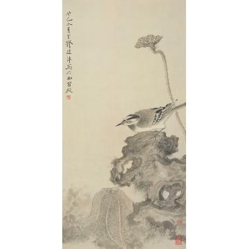 巨建伟国画花鸟秋塘图字画之家