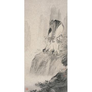 巨建伟国画人物登高图字画之家