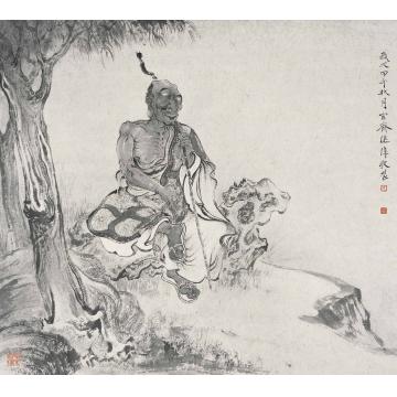 巨建伟国画人物秋真图字画之家