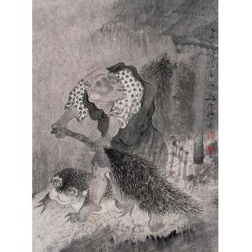 巨建伟国画人物清扫图字画之家