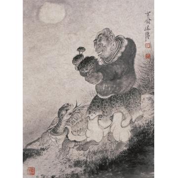 巨建伟国画人物如意图字画之家