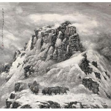 祁海峰国画动物漫道高原飞雪梦字画之家