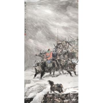 祁海峰国画人物飘雪的下午字画之家