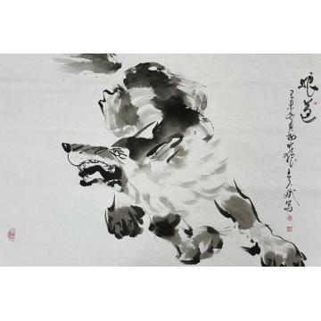 王久斌国画动物狼道字画之家