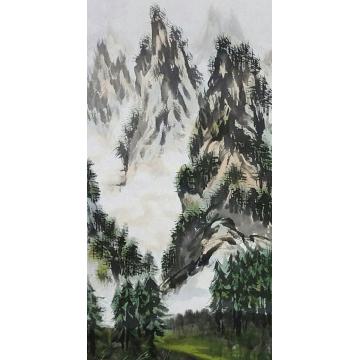 王久斌国画山水黄山新绿四条屏之四字画之家