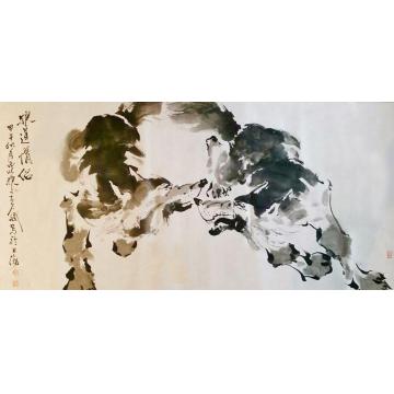 王久斌国画动物狼道情侣字画之家