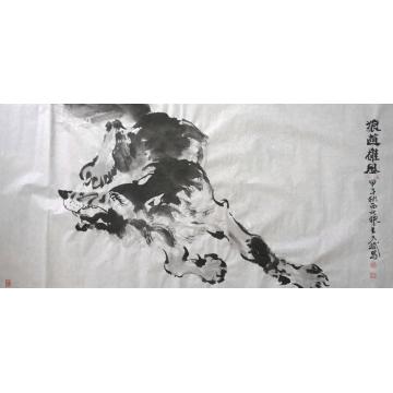 王久斌国画动物狼道雄风字画之家