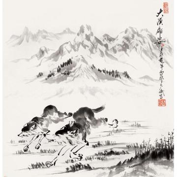 王久斌国画动物大漠雄姿字画之家