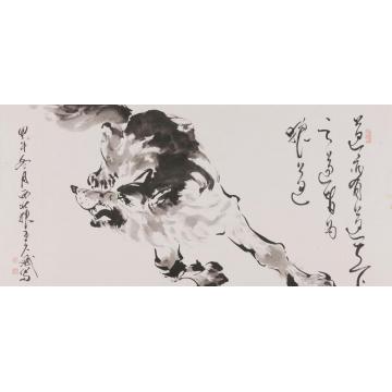 王久斌国画动物道亦有道天下之道皆为狼道字画之家