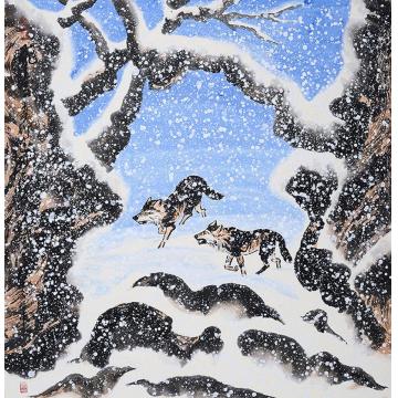 王久斌国画动物飞雪字画之家