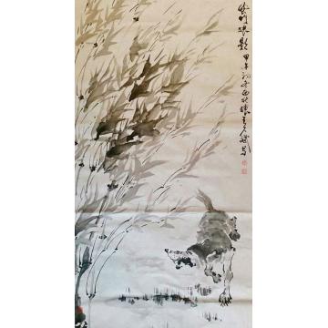 王久斌国画动物风行狼影字画之家