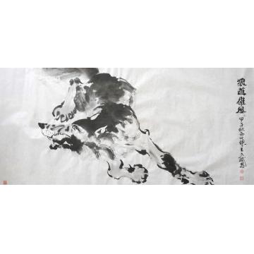 王久斌国画动物狼道雄风字画之家