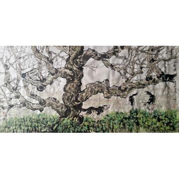 王久斌国画动物西部魂六尺字画之家