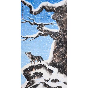 王久斌国画动物雪狼图字画之家