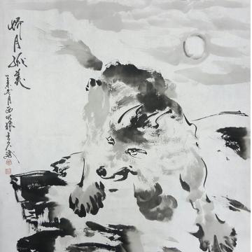 王久斌国画动物娇月孤美字画之家