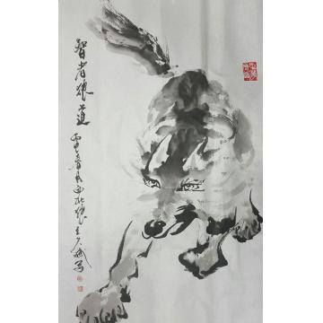 王久斌国画动物智者狼道字画之家