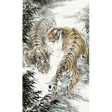 何业琦国画动物饮泉字画之家