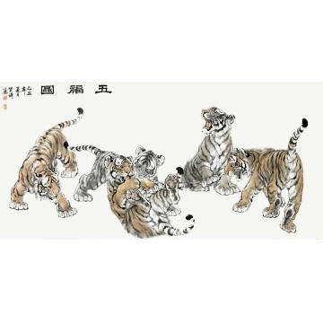 何业琦国画动物五福图字画之家