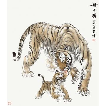何业琦国画动物母子图字画之家