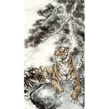 何业琦国画动物听松图字画之家