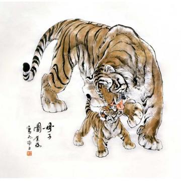 何业琦国画动物母子图字画之家