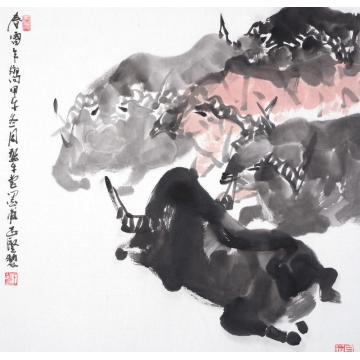王志坚国画动物画牛图(2)字画之家
