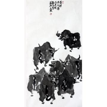 王志坚国画动物草绿牛亦喜字画之家