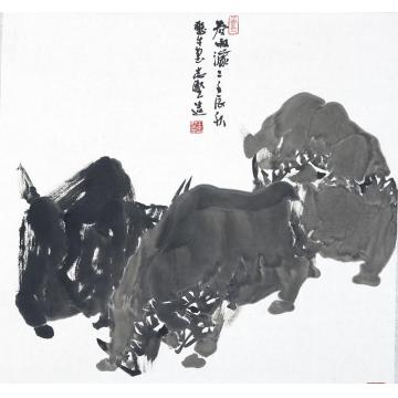 王志坚国画动物春雨濛濛字画之家