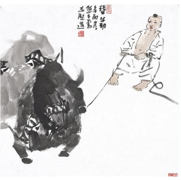 王志坚国画动物犟牛劲字画之家